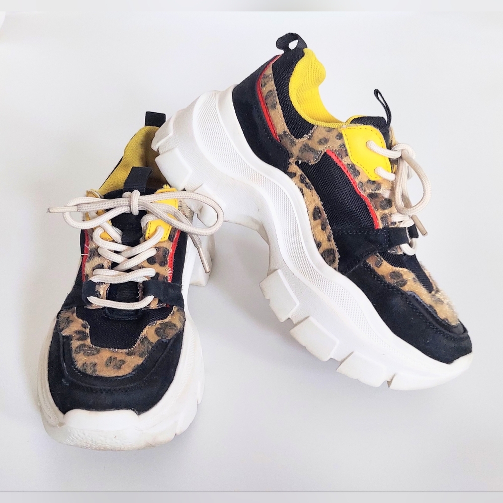 Berness Leopard Print Platform Sneakers Womens 7